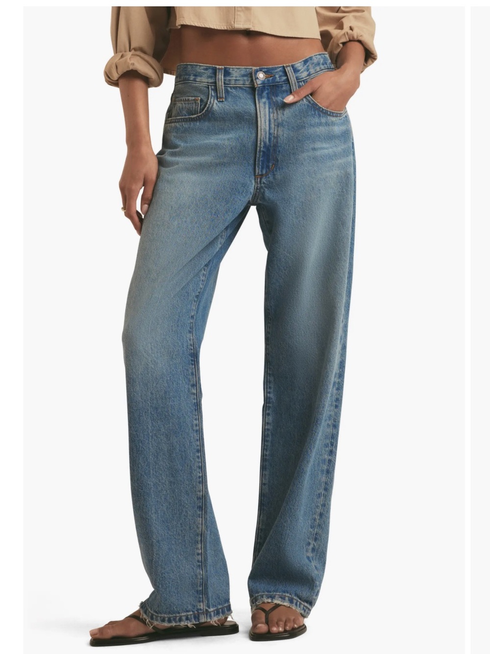 Favorite Daughter The Tommy Low Slung Long Straight Leg Jeans in Margate